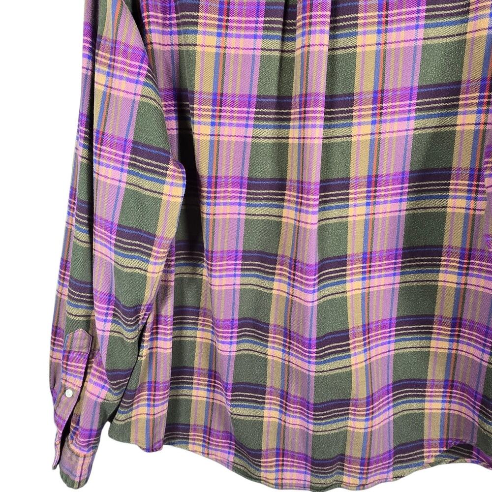 Ralph Lauren Shirt Mens XXL Green Plaid Button Up Flannel Cotton Classic Fit - Picture 10 of 12